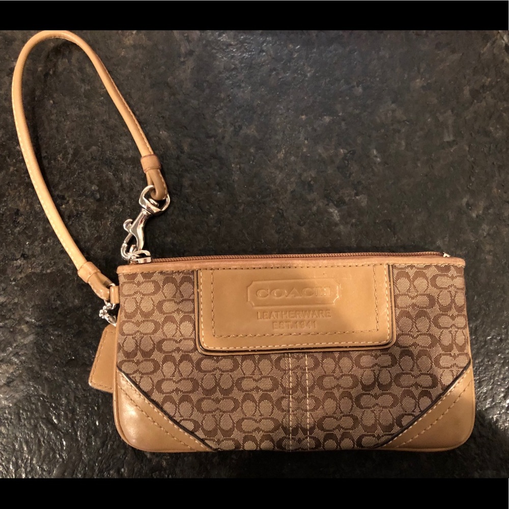 Coach brown wristlet